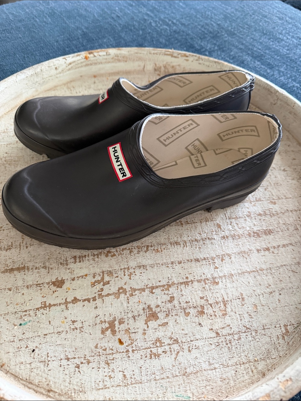 Hunter Black Waterproof Slip-On Rain Clogs gardening clog 9W 8M